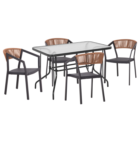 Seturi mese dining - OUTDOOR DINING SET 5PCS ADAM HM21160 ALUMINUM CHAIRS and TABLE 120x70 GREY