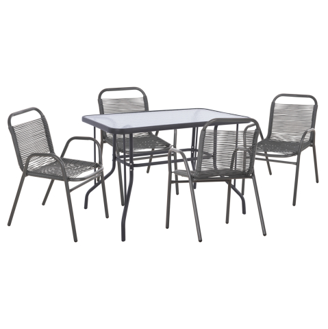 Seturi mese dining - OUTDOOR DINING SET 5PCS AVRIL HM21221 METAL CHAIRS and TABLE 110x60 GREY