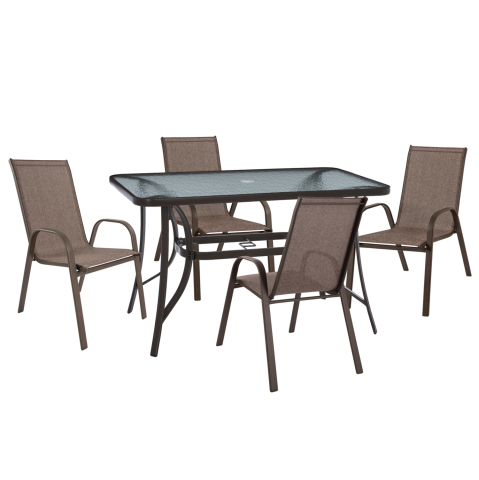 Seturi mese dining - OUTDOOR DINING SET 5PCS BRAVO HM10900.12---TABLE and 4 CHAIRS 120x70cm -BROWN