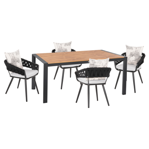 Seturi mese dining - OUTDOOR DINING SET 5PCS CAMDEN HM11000.01 ALUMINUM IN ANTHRACITE--ECRU CUSHIONS