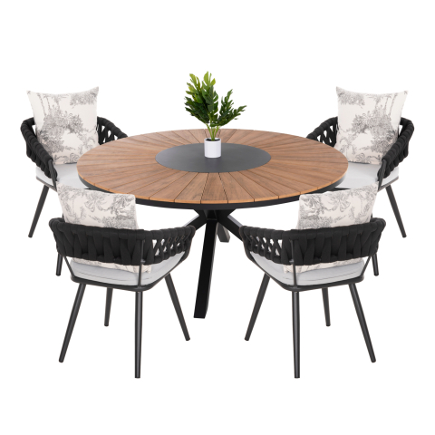 Seturi mese dining - OUTDOOR DINING SET 5PCS CAMDEN HM11001.01 ALUMINUM IN ANTHRACITE--ECRU CUSHIONS