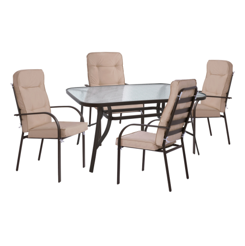 Seturi mese dining - OUTDOOR DINING SET 5PCS ENDIKA HM10562.02 METALLIC 5PCS BROWN-BEIGE
