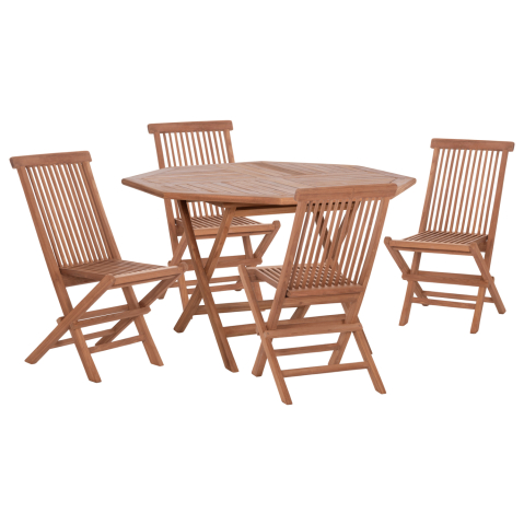 Seturi mese dining - OUTDOOR DINING SET 5PCS FOLDABLE KARLIN HM10922 TEAK WOOD IN NATURAL