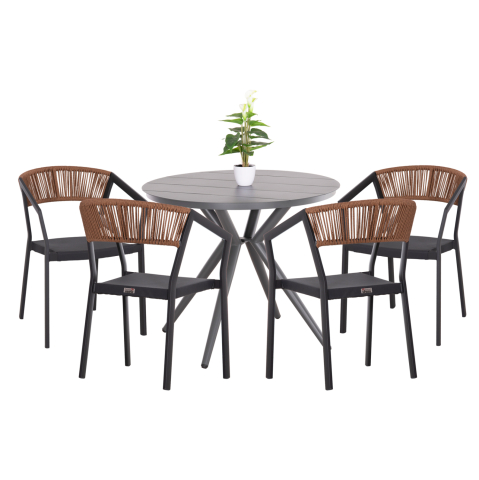 Seturi mese dining - OUTDOOR DINING SET 5PCS HIGER HM10836.01 ALUMINUM and TEXTILENE--GREY