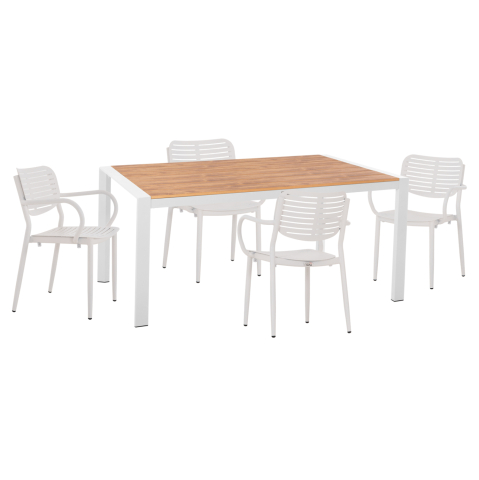 Seturi mese dining - OUTDOOR DINING SET 5PCS HILLIARD HM10998.01 WHITE ALUMINUM-POLYWOOD