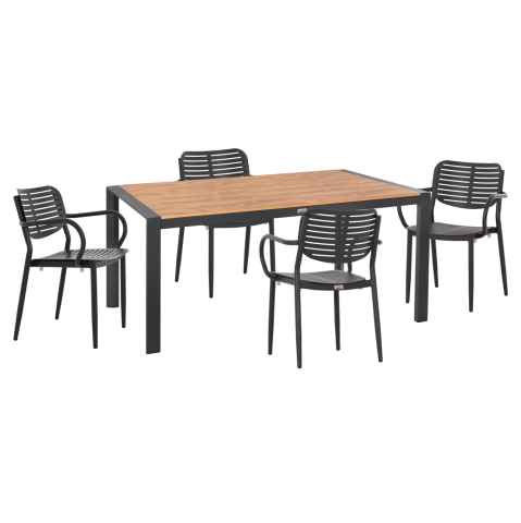Seturi mese dining - OUTDOOR DINING SET 5PCS HILLIARD HM10998.03 ANTHRACITE ALUMINUM-POLYWOOD
