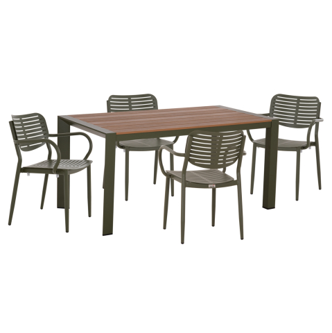 Seturi mese dining - OUTDOOR DINING SET 5PCS HILLIARD HM10998.07 OLIVE GREEN ALUMINUM-POLYWOOD