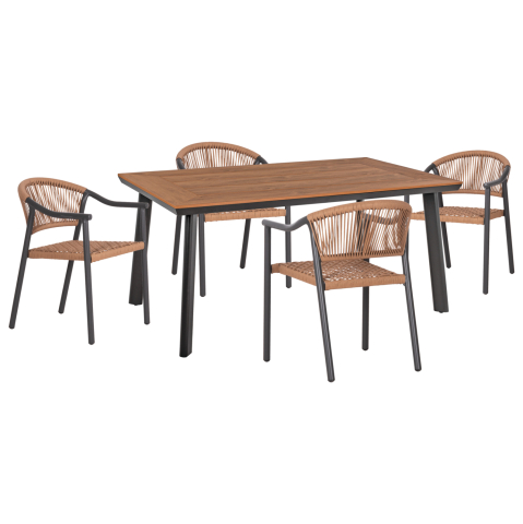 Seturi mese dining - OUTDOOR DINING SET 5PCS KERLY HM10833.10 DARK GREY ALUMINUM--POLYWOOD--P.E.RATTAN BEIGE