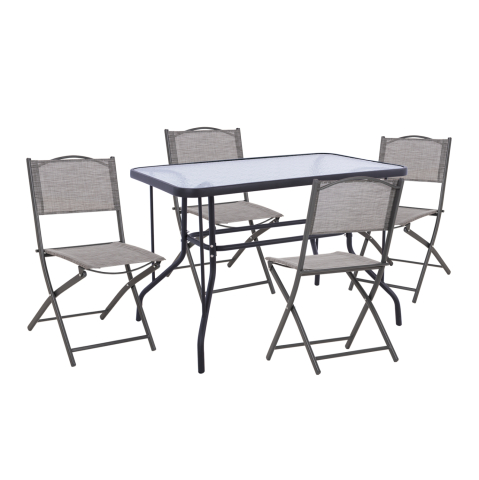Seturi mese dining - OUTDOOR DINING SET 5PCS MAG HM21033.01 METAL TABLE ΑΔΑΜ and 4 FOLDABLE CHAIRS-DARK GREY