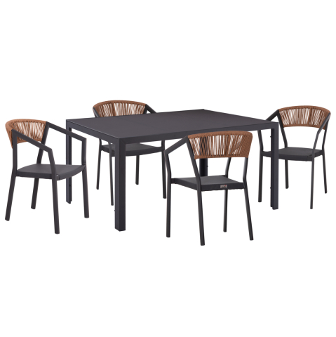 Seturi mese dining - OUTDOOR DINING SET 5PCS MIRI HM10869.01 METAL--ALUMINUM--TEXTILENE IN GREY