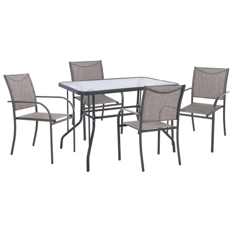 Seturi mese dining - OUTDOOR DINING SET 5PCS REDAN HM21223 TABLE and 4 ARMCHAIRS IN GREY