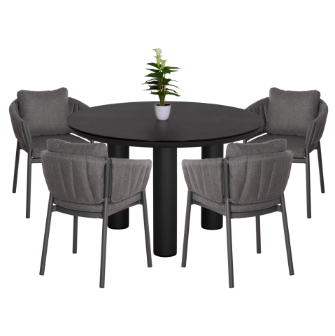 Seturi mese dining - OUTDOOR DINING SET 5PCS SHANKS HM11002.01 ALUMINUM and OLEFIN CUSHION COVERS---GREY
