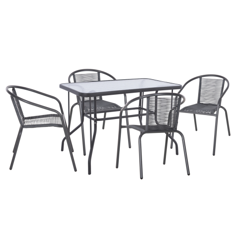 Seturi mese dining - OUTDOOR DINING SET 5PCS SWIFTER HM21222 METAL CHAIRS and TABLE 110x60 GREY