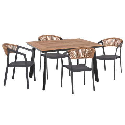 Seturi mese dining - OUTDOOR DINING SET 5PCS TABER HM10837.01 ALUMINUM CHAIRS and TABLE--POLYWOOD--GREY