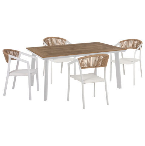 Seturi mese dining - OUTDOOR DINING SET 5PCS TABER HM10838.01 ALUMINUM CHAIRS and TABLE--POLYWOOD--WHITE