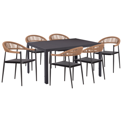 Seturi mese dining - OUTDOOR DINING SET 7PCS BERG HM10876.01 GREY METAL TABLE--ALUMINUM CHAIRS