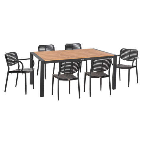 Seturi mese dining - OUTDOOR DINING SET 7PCS HILLIARD HM10999.03 ANTHRACITE ALUMINUM-POLYWOOD