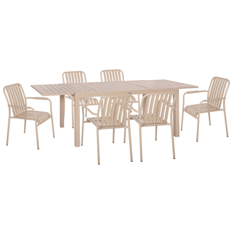 Seturi mese dining - OUTDOOR DINING SET 7PCS KRUM HM21158 ALUMINUM IN CHAMPAGNE COLOR