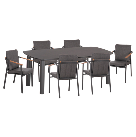Seturi mese dining - OUTDOOR DINING SET 7PCS SENTI HM10908.01 ALUMINUM and OLEFIN CUSHION COVERS---GREY