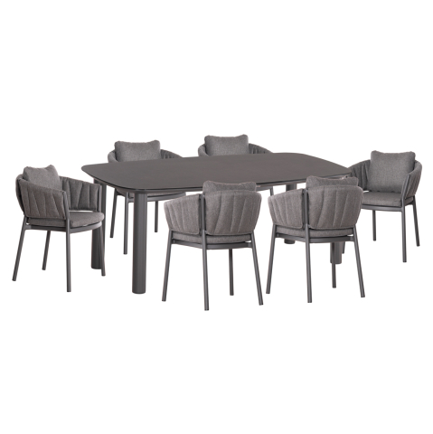 Seturi mese dining - OUTDOOR DINING SET 7PCS SHANKS HM10909.01 ALUMINUM and OLEFIN CUSHION COVERS---GREY