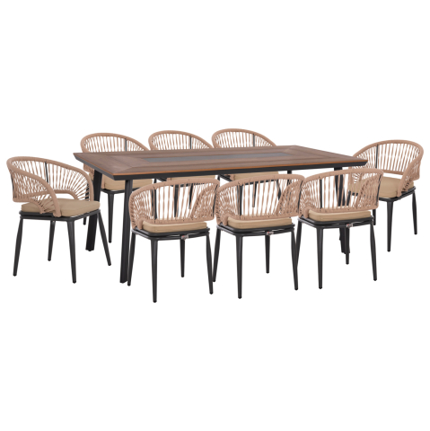 Seturi mese dining - OUTDOOR DINING SET 9PCS MAGNET HM10828.01 ALUMINUM IN DARK GREY--POLYWOOD--P.E.ROPE
