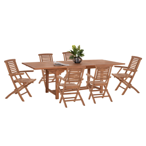Seturi mese dining - OUTDOOR DINING SET CRANDER HM21288 TABLE and 6 DINING CHAIRS FOLDABLE--TEAK WOOD