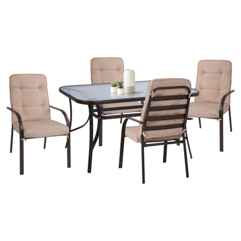 Seturi mese dining - OUTDOOR DINING SET HM11880 METALLIC 5PCS BROWN-BEIGE