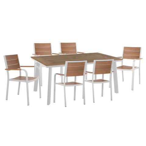 Seturi mese dining - OUTDOOR DINING SET TABER HM10737.01 TABLE and 6 DINING CHAIRS-ALUMINUM and POLYWOOD--WHITE