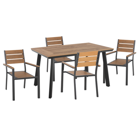 Seturi mese dining - OUTDOOR DINING SET TABER HM21197 TABLE and 4 DINING CHAIRS-ALUMINUM and POLYWOOD--ANTHRACITE COLOR