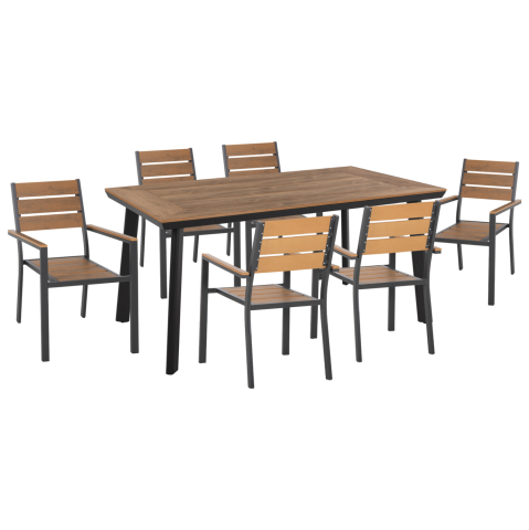 Seturi mese dining - OUTDOOR DINING SET TABER HM21198 TABLE and 6 DINING CHAIRS-ALUMINUM and POLYWOOD--ANTHRACITE COLOR