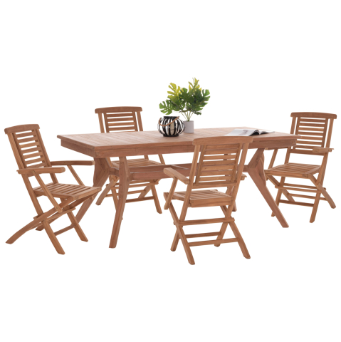 Seturi mese dining - OUTDOOR DINING SET WONDER HM21290 TABLE and 4 DINING CHAIRS FOLDABLE--TEAK WOOD