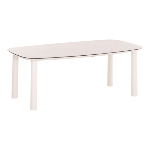 Mese - OUTDOOR DINING TABLE DOSUN HM6202.02 CREAM WHITE ALUMINUM-3D PRINT GLASS TOP IN CERAMIC LOOK 220x100x75H