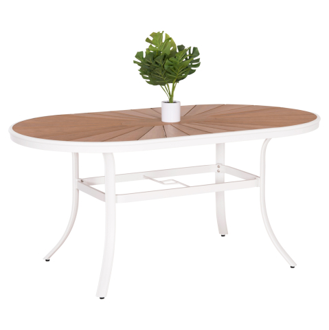 Mese - OUTDOOR DINING TABLE TELAMO HM6288.02 ALUMINUM IN WHITE and POLYWOOD TABLETOP 160X90Χ73.5Hcm.