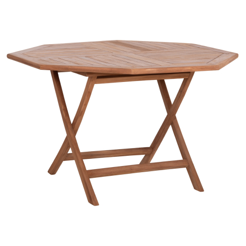 Mese - OUTDOOR FOLDABLE POLYGON DINING TABLE KARLIN HM6618 TEAK WOOD-NATURAL COLOR 120x120x75Hcm