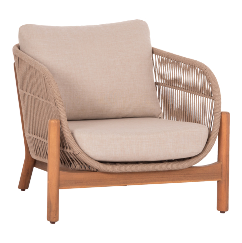 Exterior - OUTDOOR LOUNGE ARMCHAIR SANJI HM6221 ACACIA WOOD-ALUMINUM-ROPE 88x78x68-75Hcm.