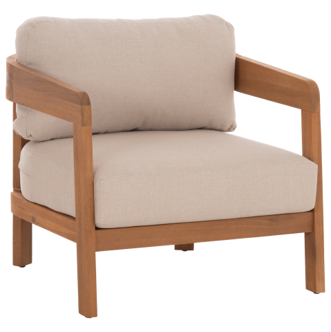 Exterior - OUTDOOR LOUNGE CHAIR SOLARA HM6513 ACACIA WOOD IN NATURAL--CUSHIONS IN ECRU 75x70x75Hcm.