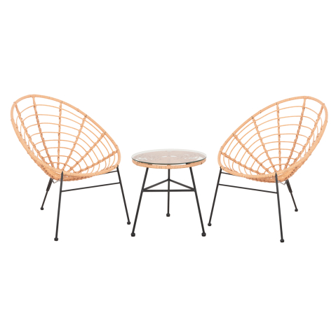 Seturi canapea - OUTDOOR LOUNGE SET 3PCS ALLEGRA HM21047.11 BEIGE SYNTH.RATTAN-BLACK METAL