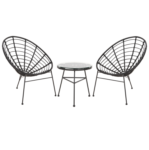 Seturi canapea - OUTDOOR LOUNGE SET 3PCS ALLEGRA HM21047.12 BLACK SYNTH.RATTAN and METAL
