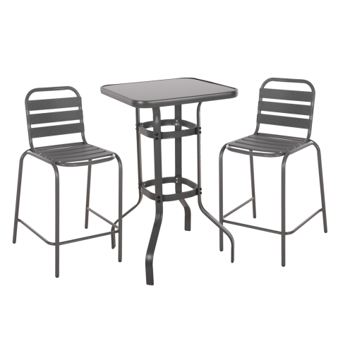 Seturi mese dining - OUTDOOR LOUNGE SET 3PCS LAURA HM21054.01 GREY METAL and ALUMINUM