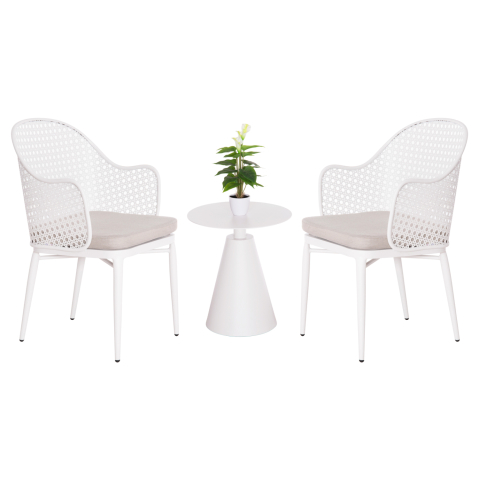 Seturi canapea - OUTDOOR LOUNGE SET 3PCS OREGO HM21106.02 ALUMINUM IN WHITE COLOR