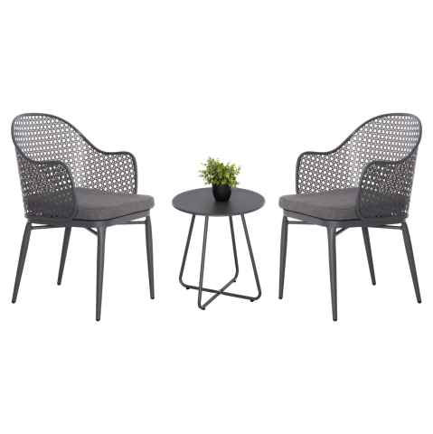 Seturi canapea - OUTDOOR LOUNGE SET 3PCS OREGO HM21107.01 ALUMINUM and METAL IN DARK GREY COLOR