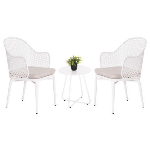 Seturi canapea - OUTDOOR LOUNGE SET 3PCS OREGO HM21107.02 ALUMINUM and METAL IN WHITE COLOR