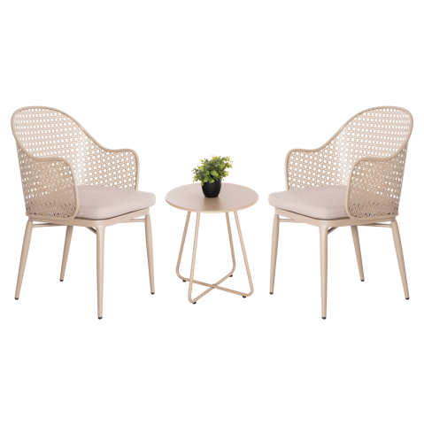 Seturi canapea - OUTDOOR LOUNGE SET 3PCS OREGO HM21107.03 ALUMINUM and METAL IN CAPPUCCINO COLOR