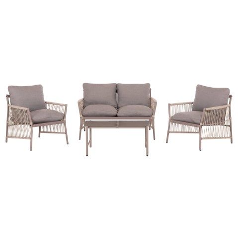 Seturi canapea - OUTDOOR LOUNGE SET 4-SEAT DEANDRA HM6507.02 CHAMPAGNE COLOR METAL--GREY CUSHIONS