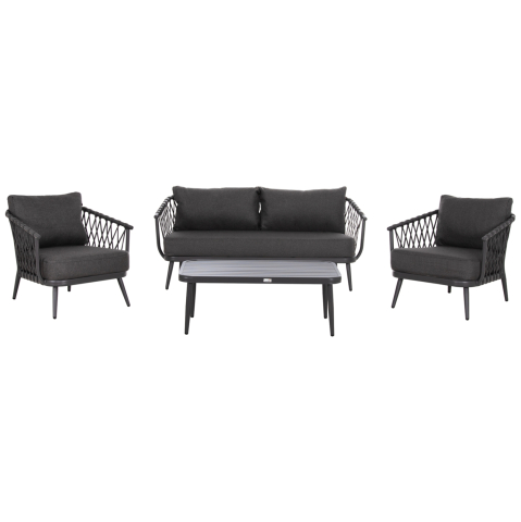 Seturi canapea - OUTDOOR LOUNGE SET 4-SEAT WILLA HM6505.01 ALUMINUM-ROPE-CUSHIONS IN GREY