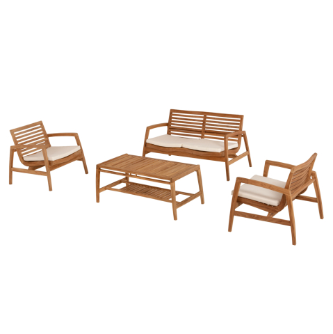 Seturi canapea - OUTDOOR LOUNGE SET 4PCS DOVER HM9624 RECYCLED TEAK WOOD-CUSHIONS IN MOCHA COLOR