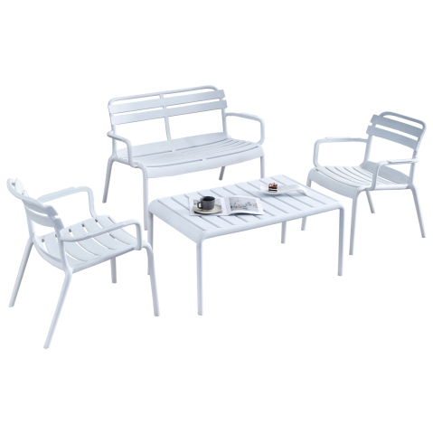 Seturi canapea - OUTDOOR LOUNGE SET 4PCS KORVER HM21096.01 POLYPROPYLENE IN WHITE