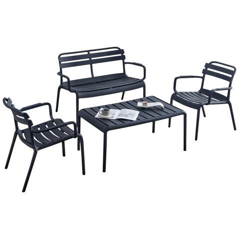 Seturi canapea - OUTDOOR LOUNGE SET 4PCS KORVER HM21096.02 POLYPROPYLENE IN BLACK