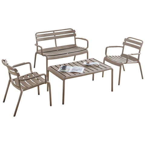 Seturi canapea - OUTDOOR LOUNGE SET 4PCS KORVER HM21096.04 POLYPROPYLENE IN CAPPUCCINO