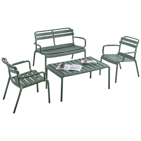 Seturi canapea - OUTDOOR LOUNGE SET 4PCS KORVER HM21096.04 POLYPROPYLENE IN DARK OLIVE GREEN